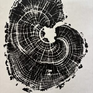 magnolia tree stump relief print